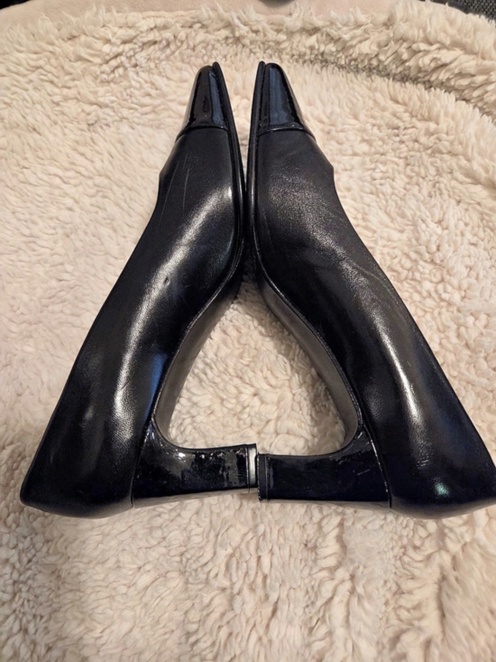 Etienne Aigner Black Patent Toe Heels US 7.5 M